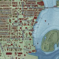 Second close-up of the map of Riviera Beach, Florida print showing more streets and buildings