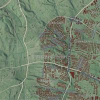 Second close-up of the map of Roanoke, Virginia print showing more streets and buildings