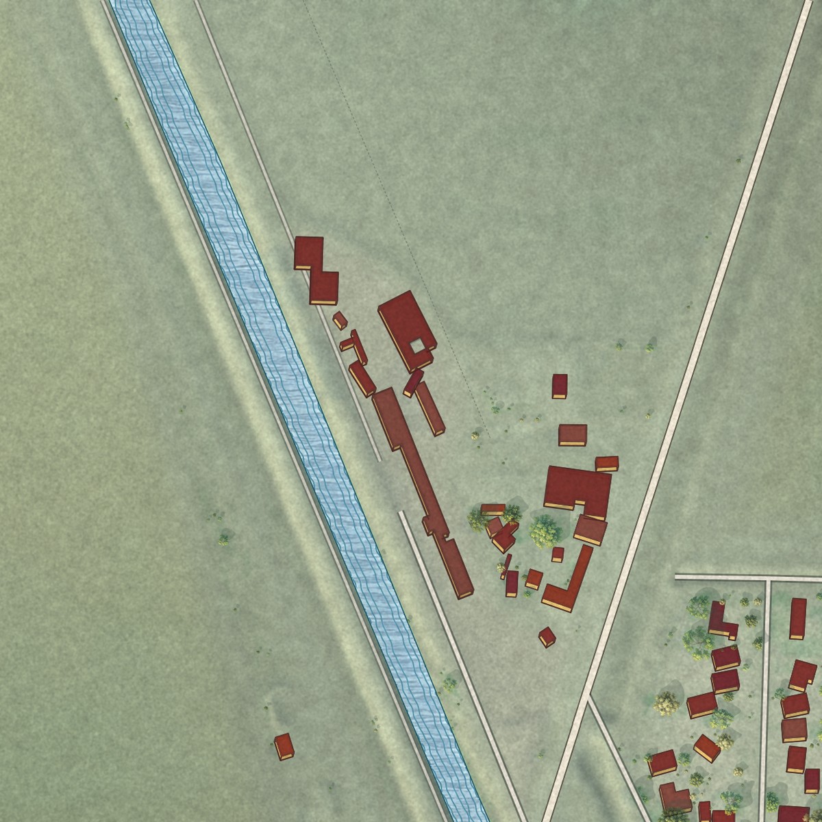 Second close-up of the map of Robbins, California print showing more streets and buildings