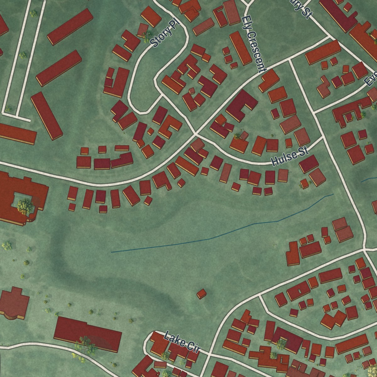Second close-up of the map of Robbinsville Center, New Jersey print showing more streets and buildings