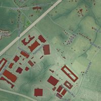 Second close-up of the map of Robbinsville, New Jersey print showing more streets and buildings