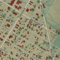 Second close-up of the map of Robert Lee, Texas print showing more streets and buildings