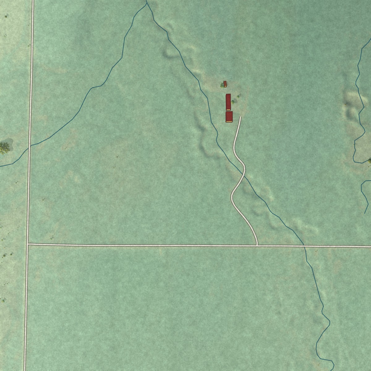 Second close-up of the map of Robertson, Wyoming print showing more streets and buildings