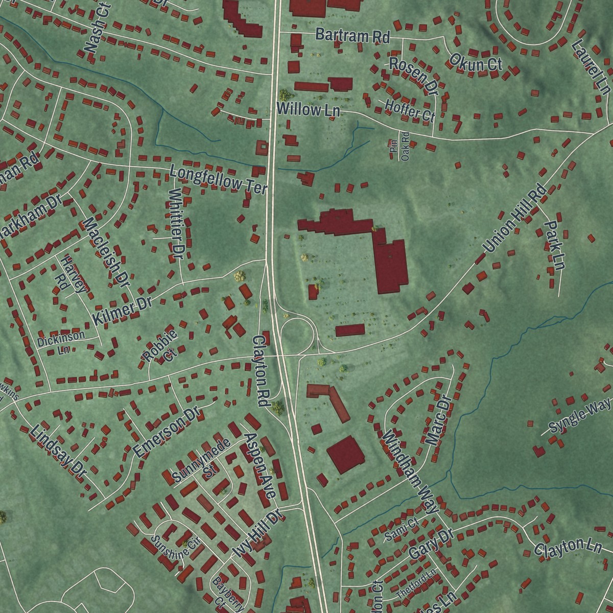 Second close-up of the map of Robertsville, New Jersey print showing more streets and buildings
