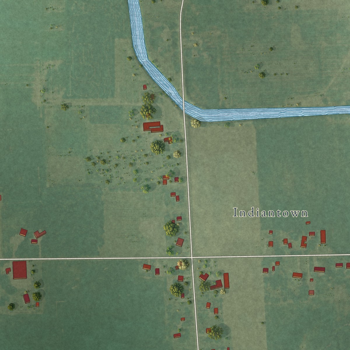Second close-up of the map of Robin Glen-Indiantown, Michigan print showing more streets and buildings