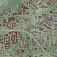 Second close-up of the map of Rochester Hills, Michigan print showing more streets and buildings