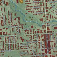 Second close-up of the map of Rochester, Michigan print showing more streets and buildings