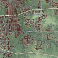 Second close-up of the map of Rochester, Minnesota print showing more streets and buildings