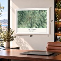 Rock Cave, West Virginia map, 18 x 24 inch print in a white frame in a home office