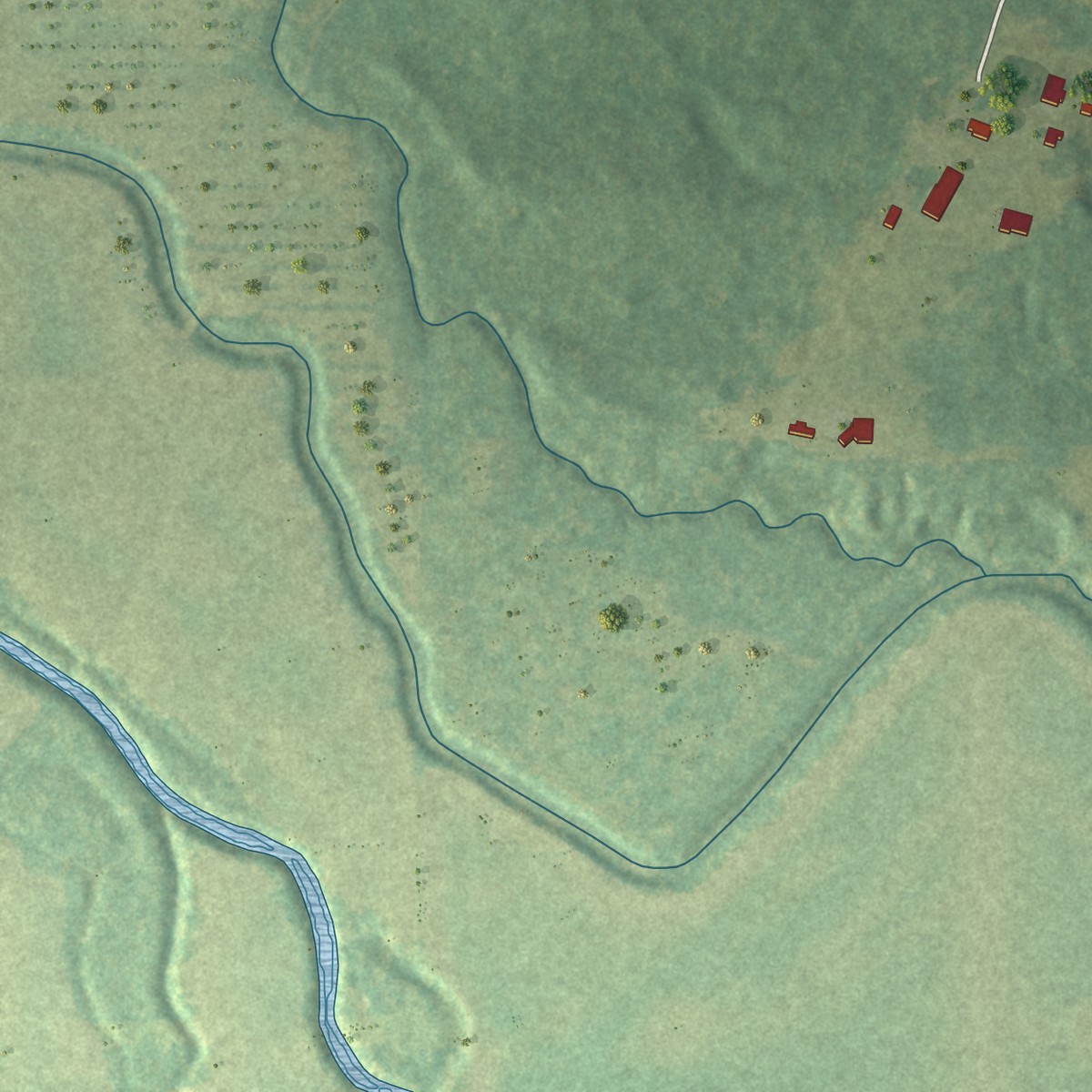 Second close-up of the map of Rock Hill, Louisiana print showing more streets and buildings