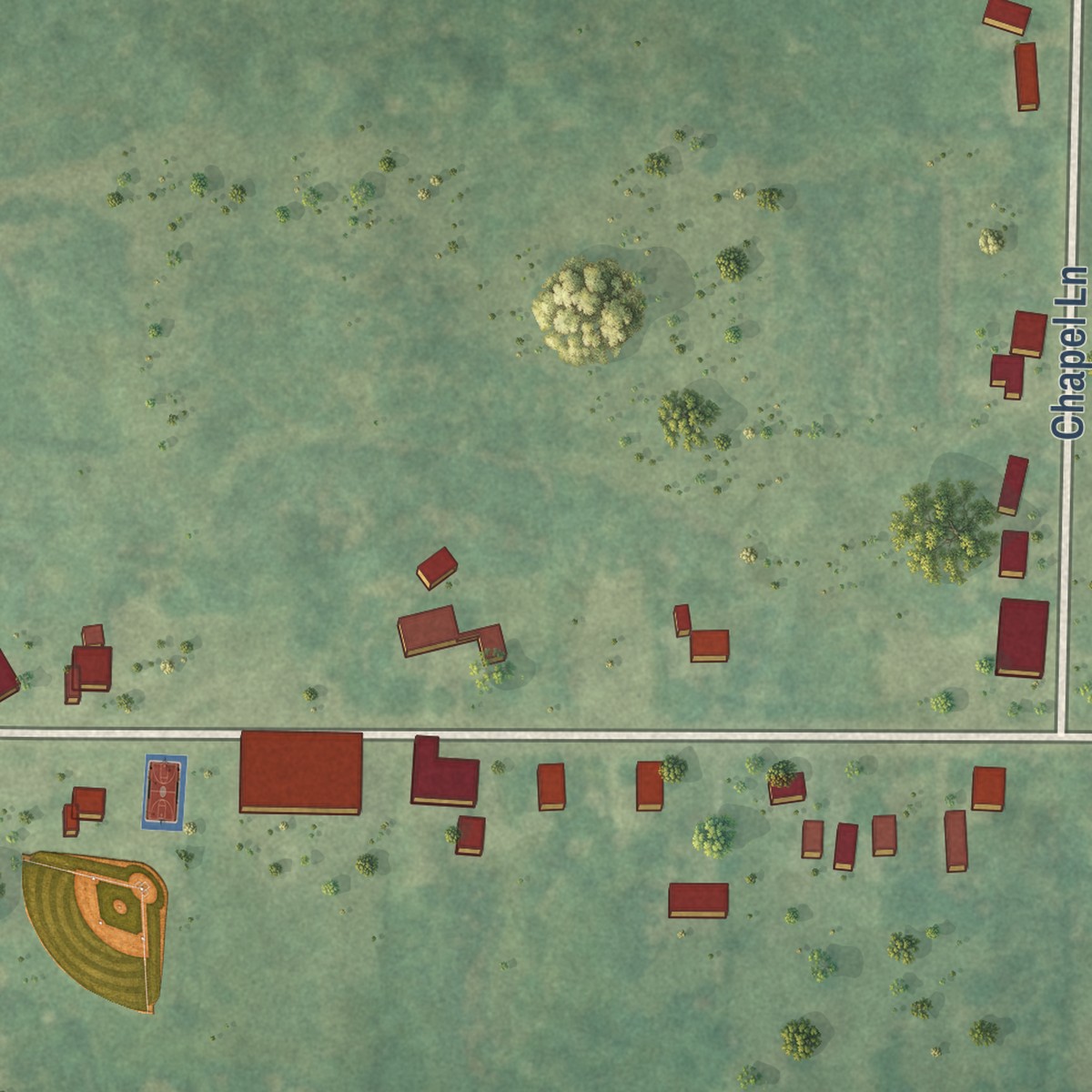 Second close-up of the map of Rock, Michigan print showing more streets and buildings