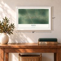 Rock, Michigan map, 12 x 18 inch print in a white frame in an entryway