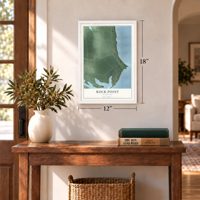 Rock Point, Maryland map, 12 x 18 inch print in a white frame in an entryway