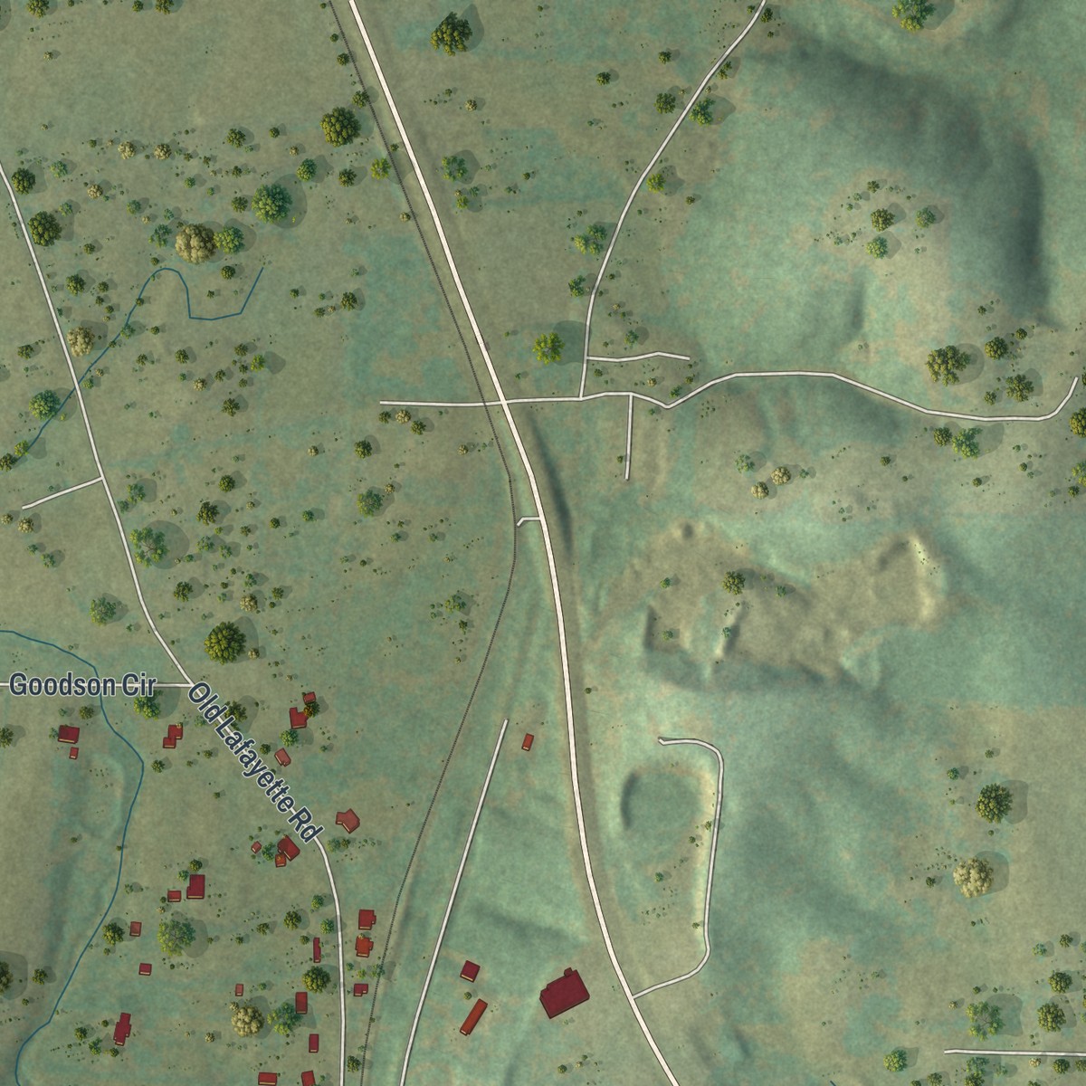 Second close-up of the map of Rock Spring, Georgia print showing more streets and buildings