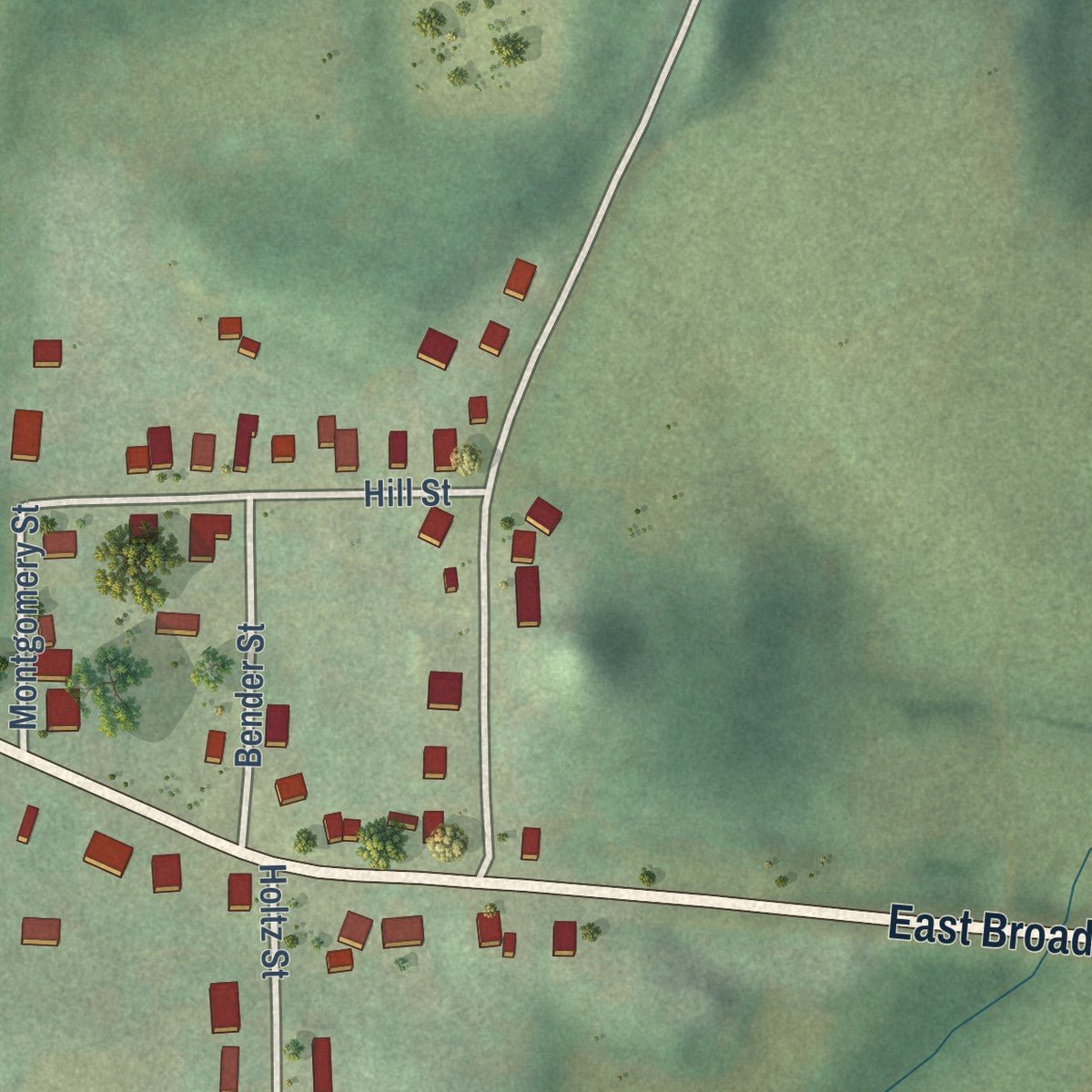 Second close-up of the map of Rock Springs, Wisconsin print showing more streets and buildings
