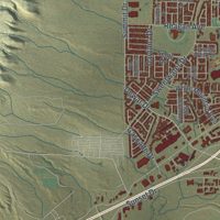 Second close-up of the map of Rock Springs, Wyoming print showing more streets and buildings