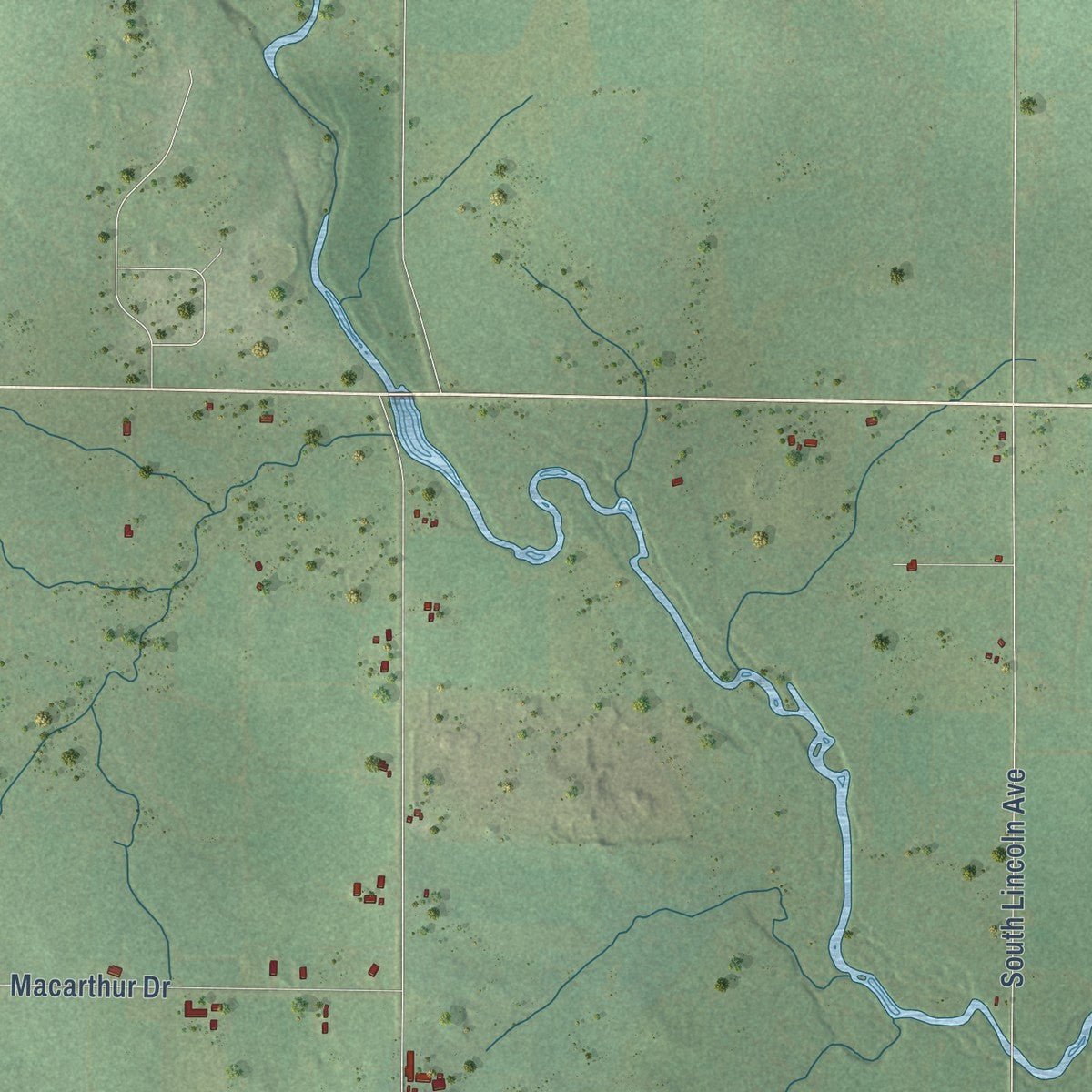 Second close-up of the map of Rock, Wood County, Wisconsin print showing more streets and buildings