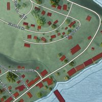 Second close-up of the map of Rockaway Beach, Missouri print showing more streets and buildings