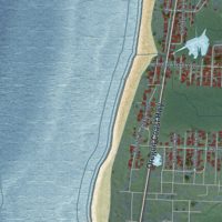 Second close-up of the map of Rockaway Beach, Oregon print showing more streets and buildings
