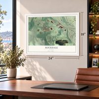 Rockdale, Georgia map, 18 x 24 inch print in a white frame in a home office