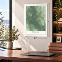 Rockdale, Pennsylvania map, 18 x 24 inch print in a white frame in a home office