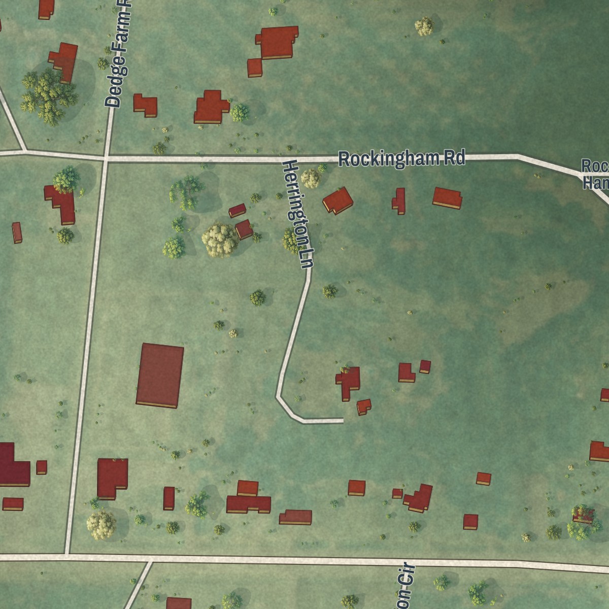 Second close-up of the map of Rockingham, Georgia print showing more streets and buildings