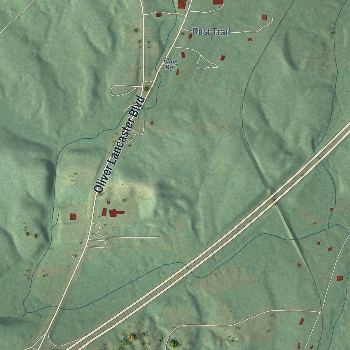Second close-up of the map of Rockport, Arkansas print showing more streets and buildings
