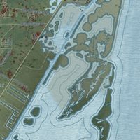 Second close-up of the map of Rockport, Texas print showing more streets and buildings