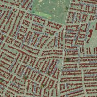 Second close-up of the map of Rockville Centre, New York print showing more streets and buildings