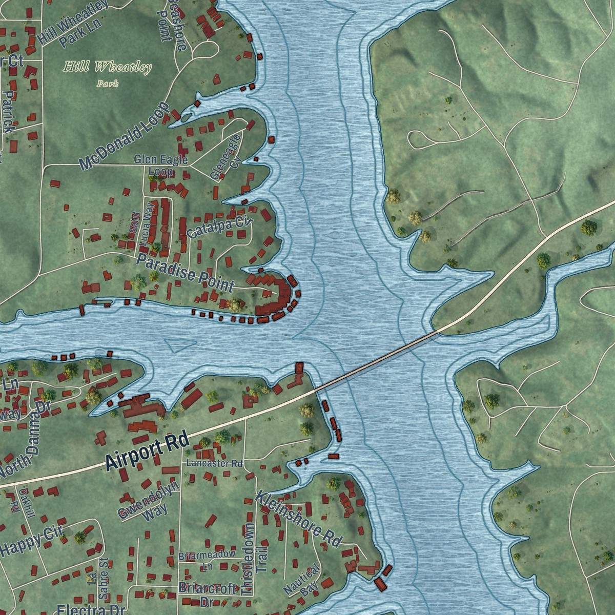Second close-up of the map of Rockwell, Arkansas print showing more streets and buildings