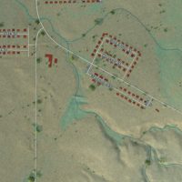 Second close-up of the map of Rocky Boy West, Montana print showing more streets and buildings
