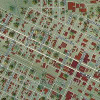 Second close-up of the map of Rocky Ford, Colorado print showing more streets and buildings