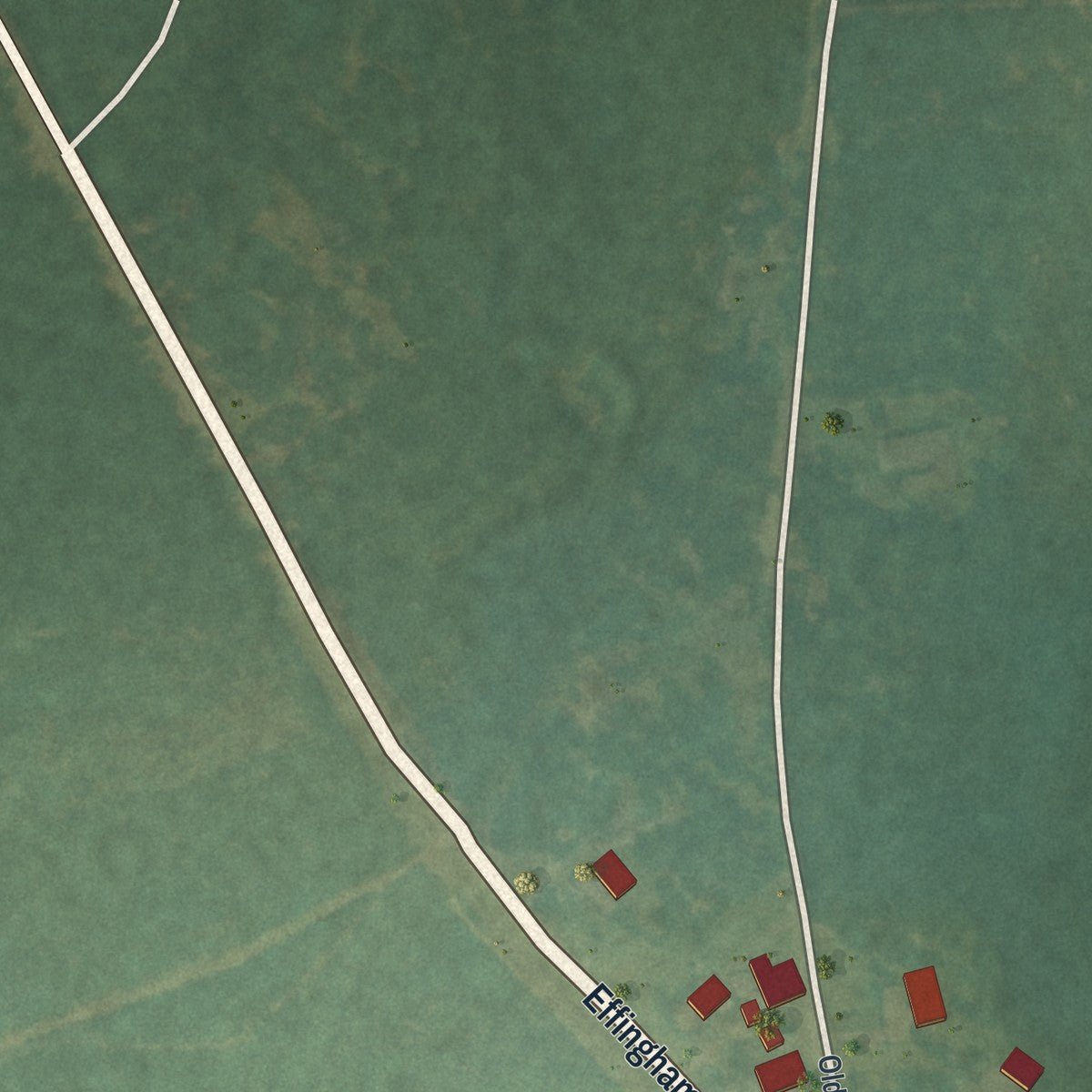 Second close-up of the map of Rocky Ford, Georgia print showing more streets and buildings