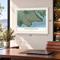 Rocky Fork Point, Ohio map, 18 x 24 inch print in a white frame in a home office