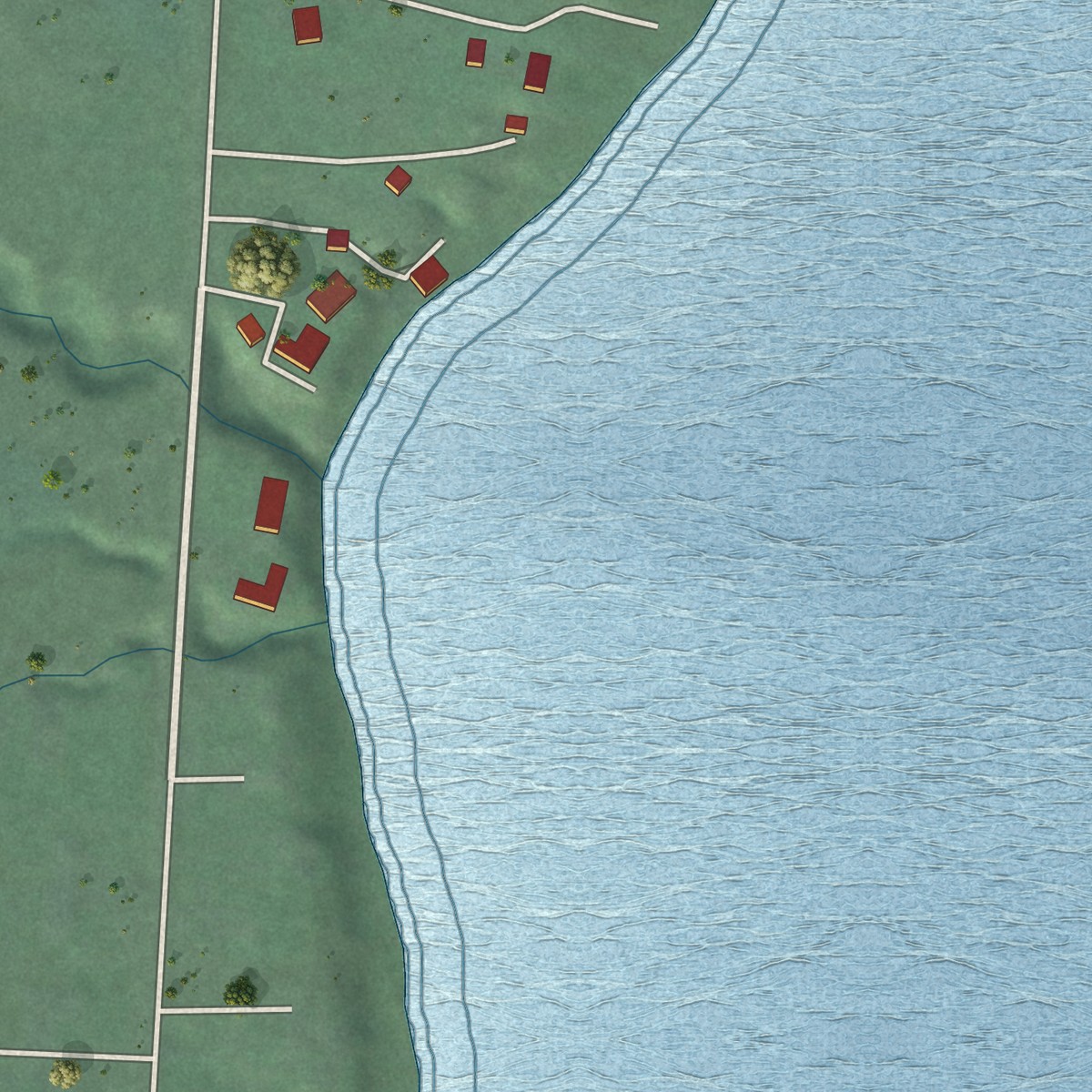 Second close-up of the map of Rocky Point, Montana print showing more streets and buildings