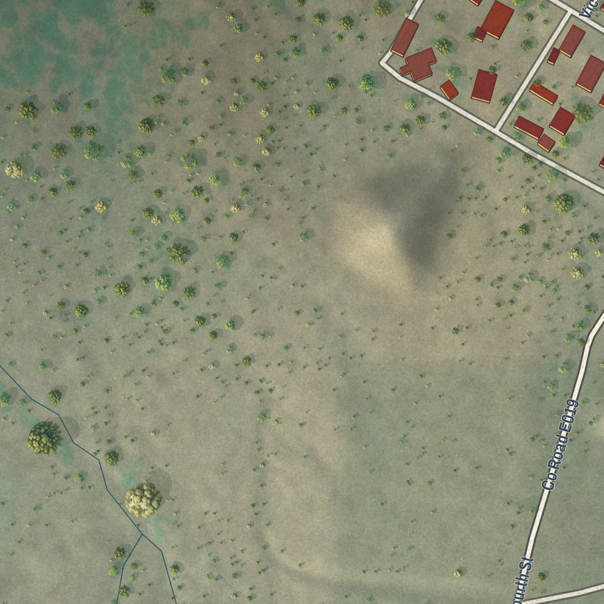 Second close-up of the map of Rodey, New Mexico print showing more streets and buildings