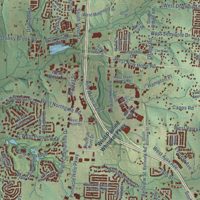 Second close-up of the map of Rogers, Arkansas print showing more streets and buildings