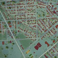 Second close-up of the map of Rogers City, Michigan print showing more streets and buildings