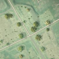 Second close-up of the map of Rolling Hills, Kentucky print showing more streets and buildings