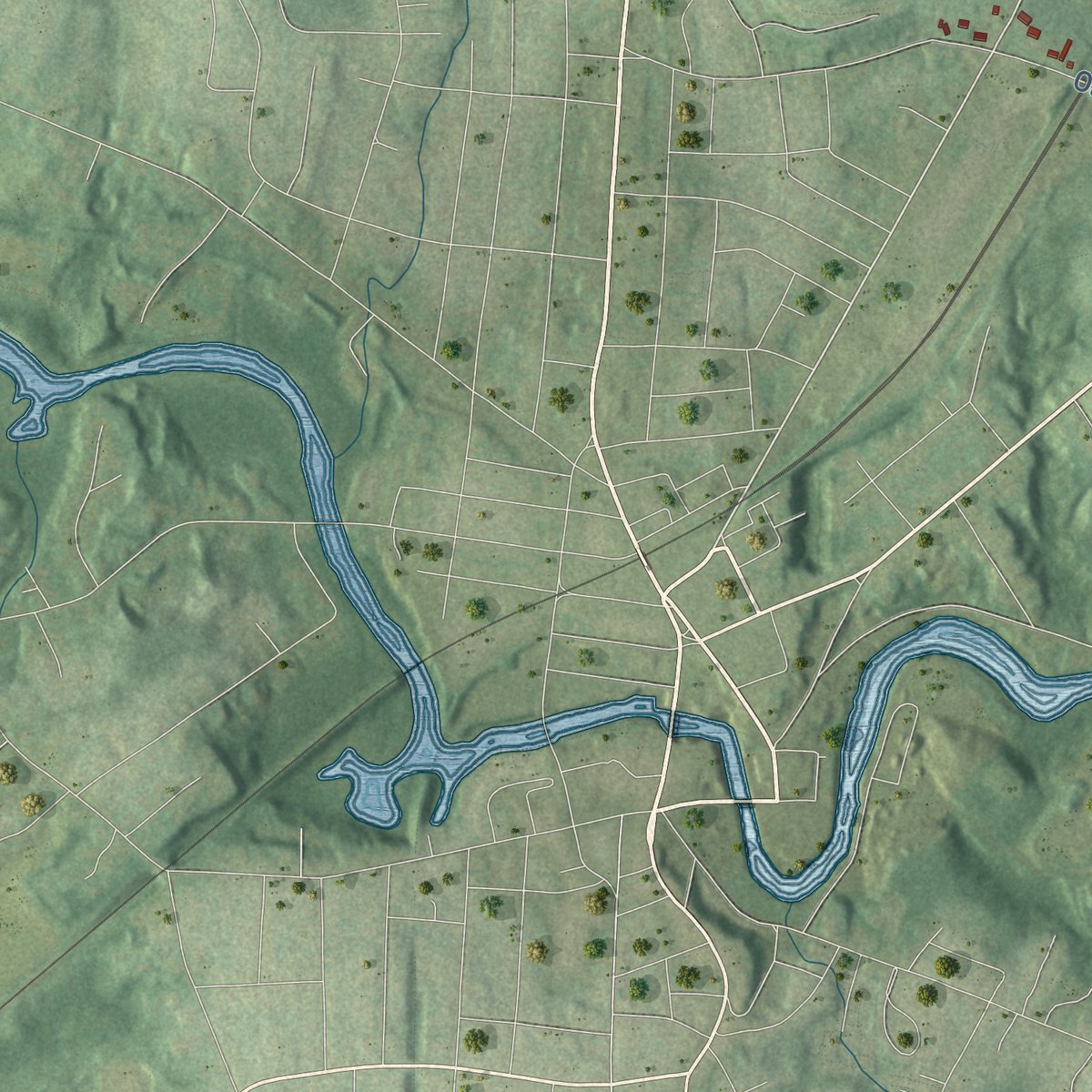 Second close-up of the map of Rollinsford, New Hampshire print showing more streets and buildings