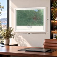 Rome, New York map, 18 x 24 inch print in a white frame in a home office