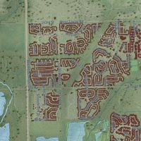 Second close-up of the map of Romeoville, Illinois print showing more streets and buildings