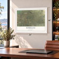 Romoland, California map, 18 x 24 inch print in a white frame in a home office