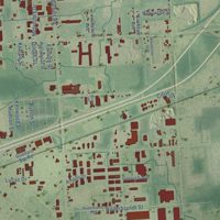 Second close-up of the map of Romulus, Michigan print showing more streets and buildings