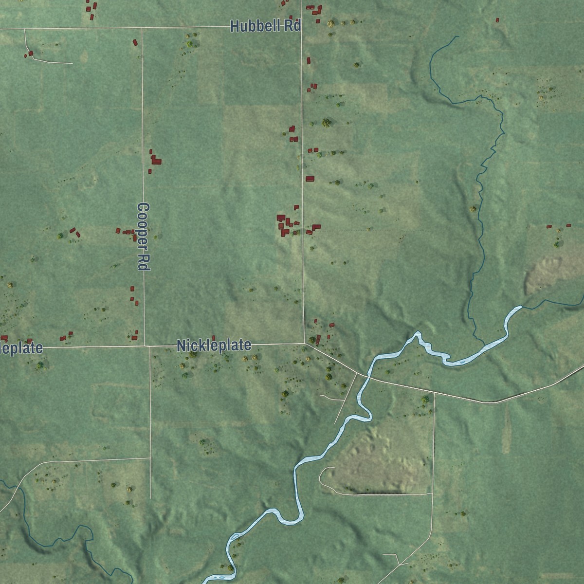 Second close-up of the map of Ronald, Michigan print showing more streets and buildings