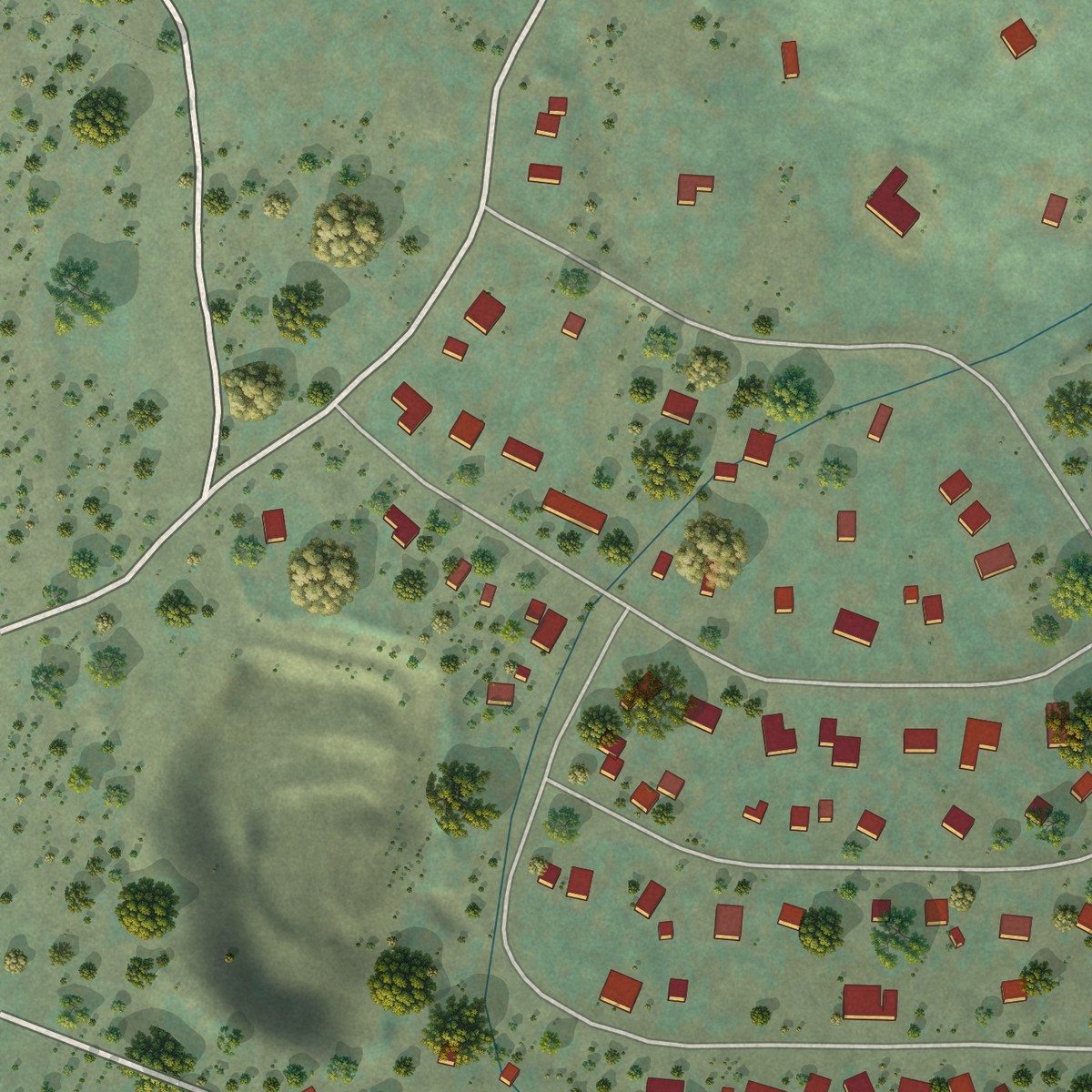 Second close-up of the map of Ronald, Washington print showing more streets and buildings