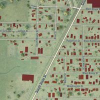 Second close-up of the map of Roodhouse, Illinois print showing more streets and buildings