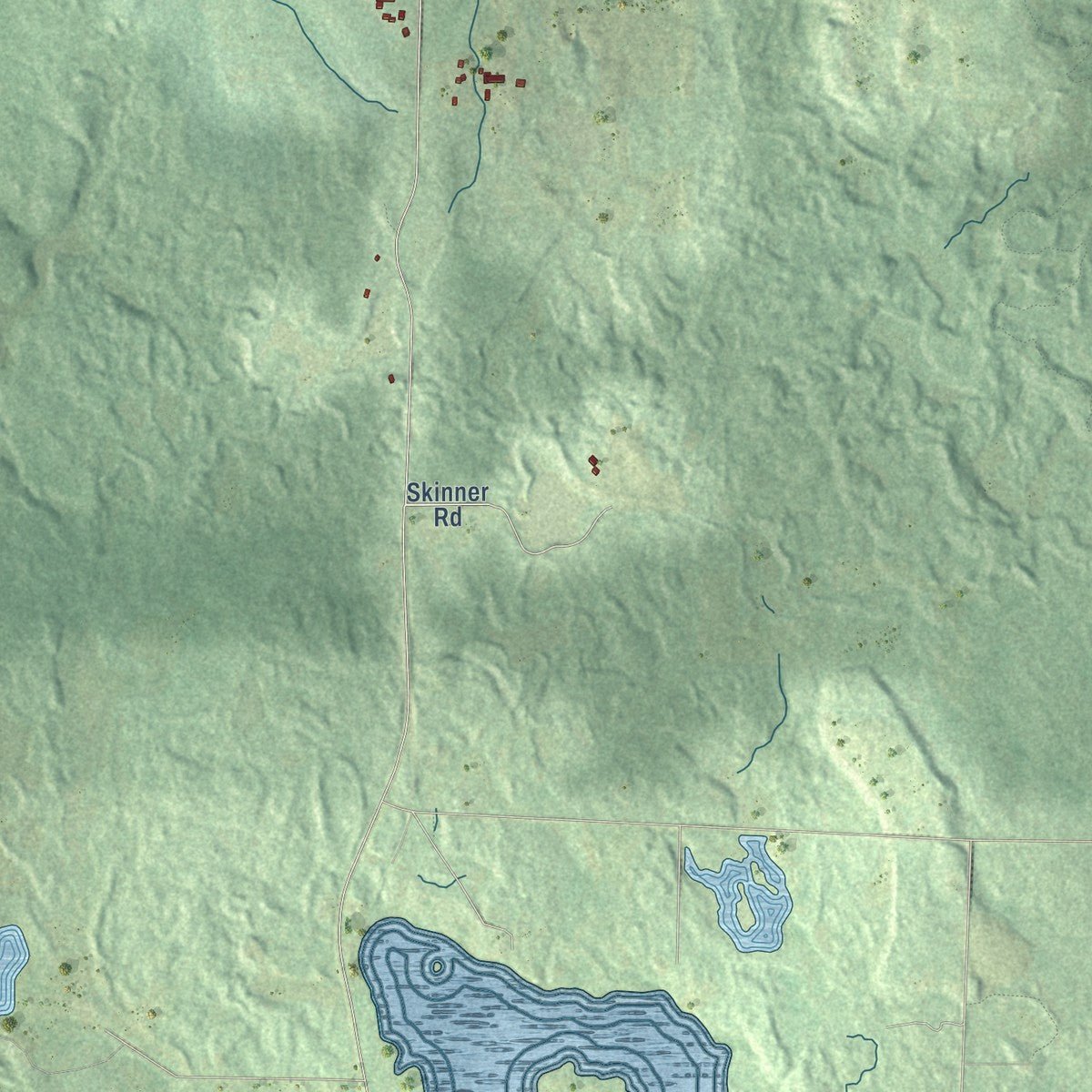 Second close-up of the map of Roosevelt, Burnett County, Wisconsin print showing more streets and buildings