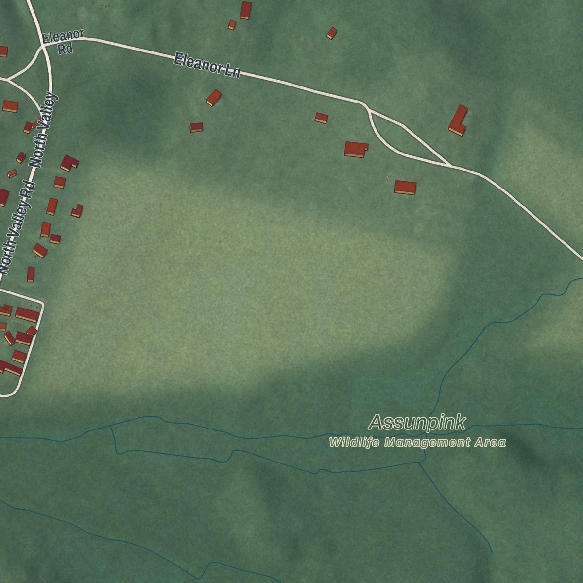Second close-up of the map of Roosevelt, New Jersey print showing more streets and buildings