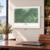 Rosa, Alabama map, 18 x 24 inch print in a white frame in a home office